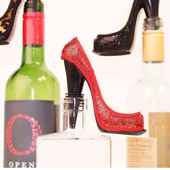 NWT Wild Eye Designs High Heel Wine Stopper Fashion Gift, Red Glitter - Picture 3 of 3
